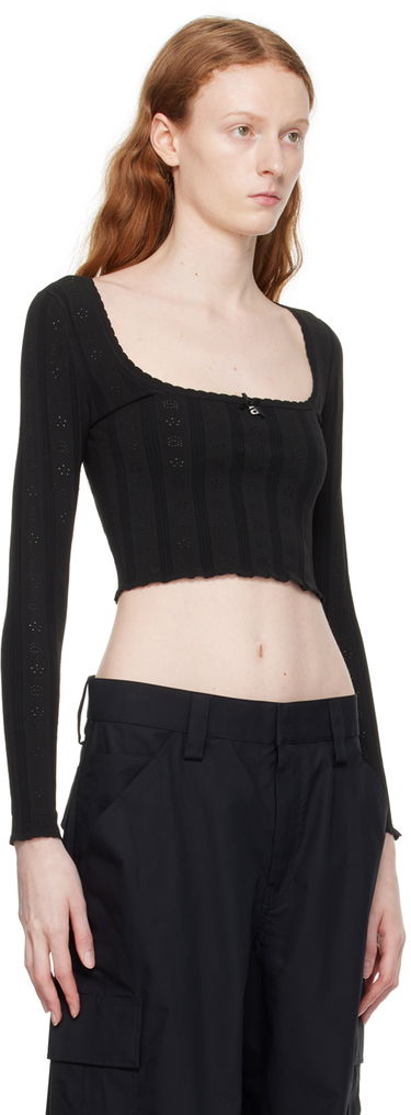 Sweater Alexander Wang Alexander Wang.t Hardware Long Sleeve Cropped Top Svart | 4KC3231021, 1