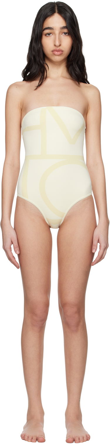 Badkläder TOTEME TOTEME Monogram Strapless One-Piece Swimsuit Beige | 252-WSW1027-FB0221, 0