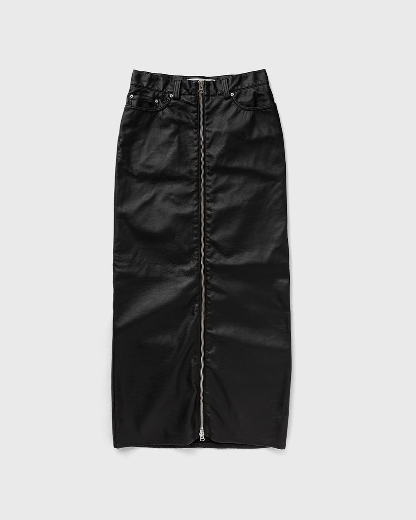 Kjol Won Hundred Faux Leather Midi Skirt With Front Zip Svart | 3042-16010