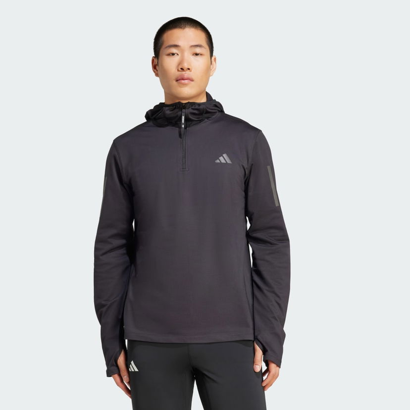 Sweatshirt adidas Performance Own The Run Winterized Hooded 1/2 Zip Sweatshirt Svart | JN6378