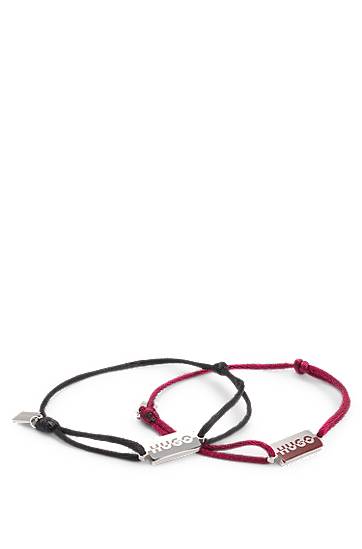 Armband BOSS Two cord cuffs with rectangular metal plaques Flerfärgad | 50549076, 0