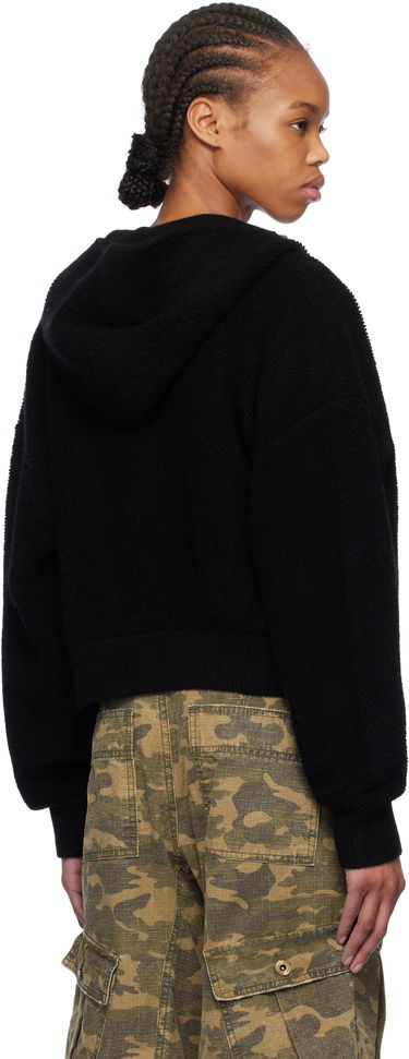 Sweatshirt We11done We11done Cashmere Knit Zip-Up Hoodie Svart | WD-KJ0-25-675-W-BK, 2