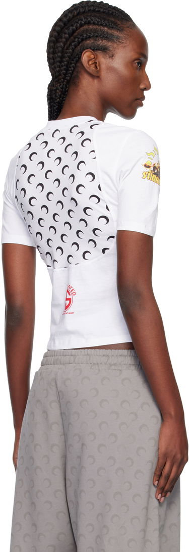 T-shirt Marine Serre Regenerated Graphic Jersey Baby Fit T-Shirt with Crimson Classic and Moon Print Vit | WTT001BUJER0003, 2