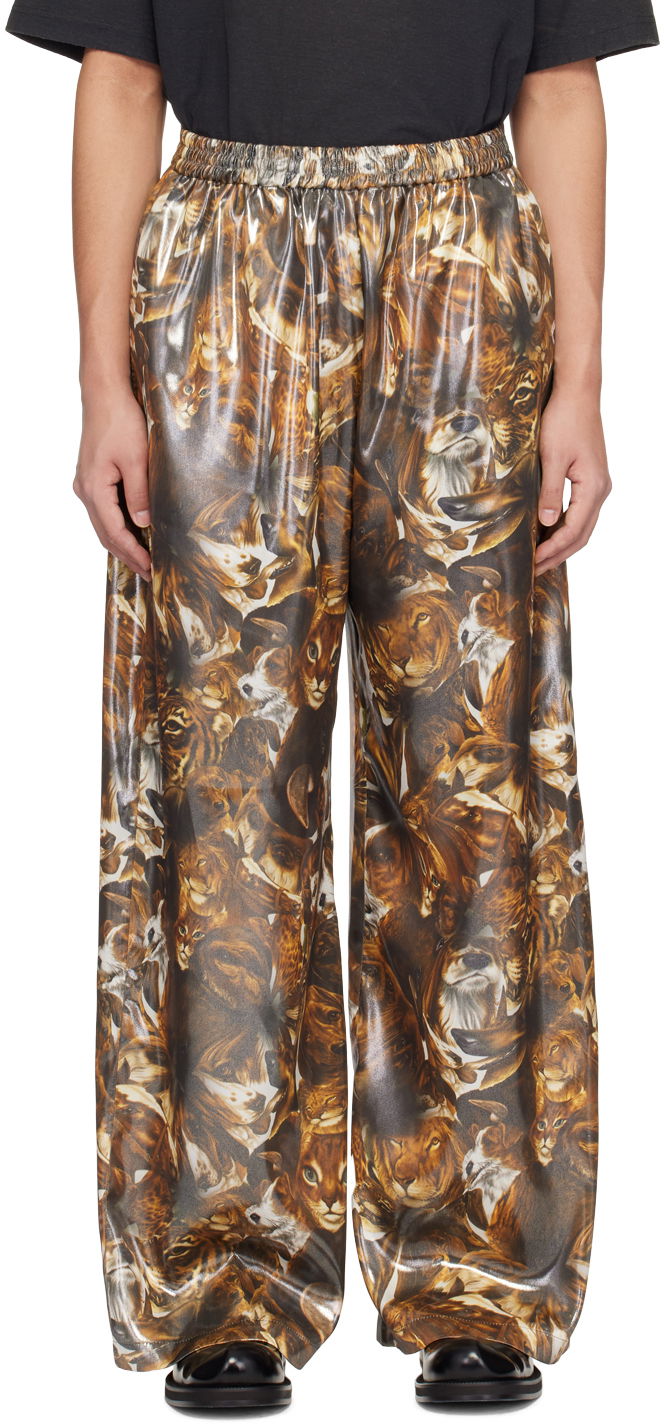 Byxor Acne Studios Per B. Sundberg Edition Print Silk Trousers Brun | BK0577-