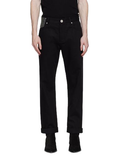 Jeans Balmain Rhinestone Jeans Svart | BH0MI044DD76