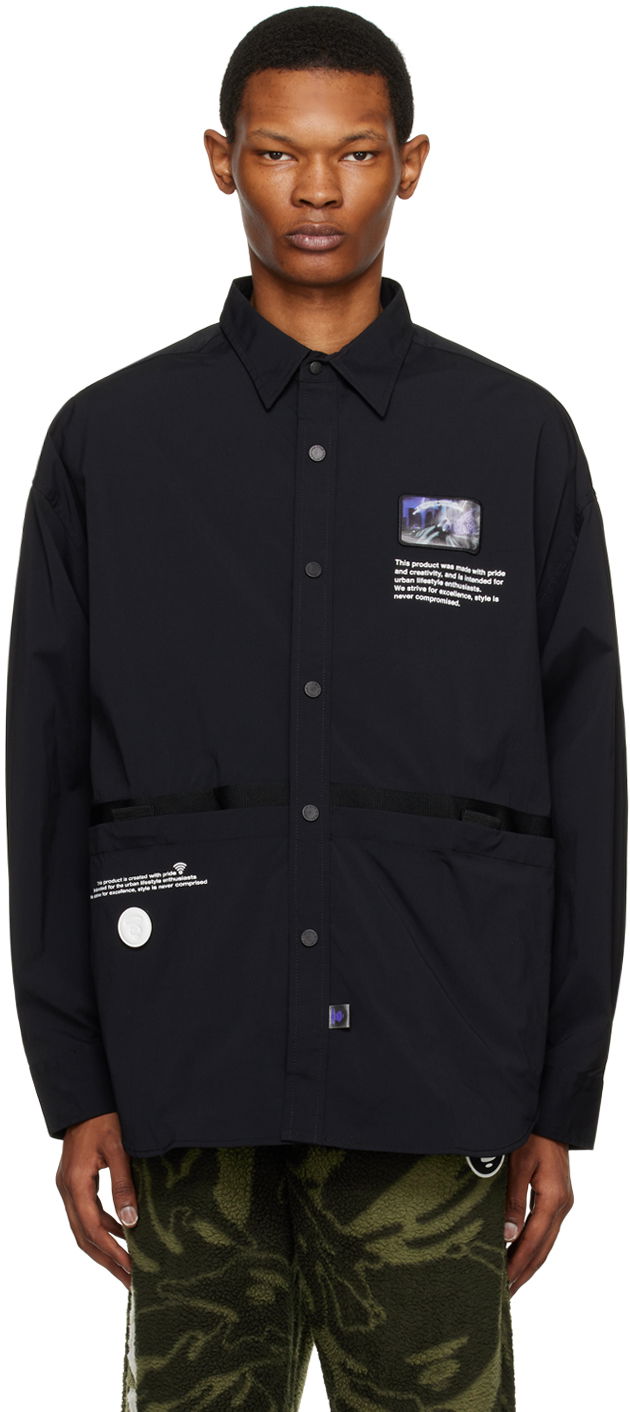 Skjorta AAPE by A Bathing Ape AAPE by A Bathing Ape Holographic Patch Shirt Svart | AAPSTM8441XXKBKX, 0
