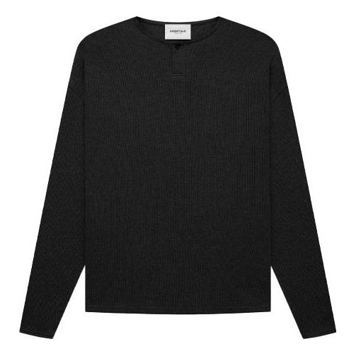 Sweater Fear of God Essentials Thermal Henley Long Sleeve Svart | FOG-FW21-039