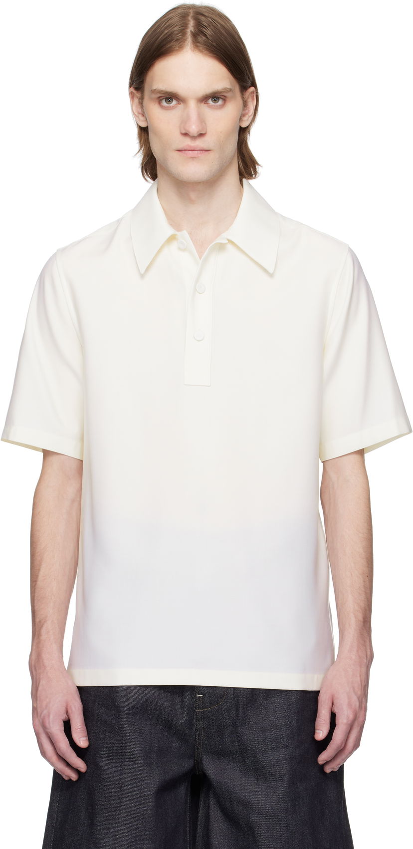 Polotröja Jil Sander Jil Sander Virgin Wool Polo Vit | J21DL0223_J40224