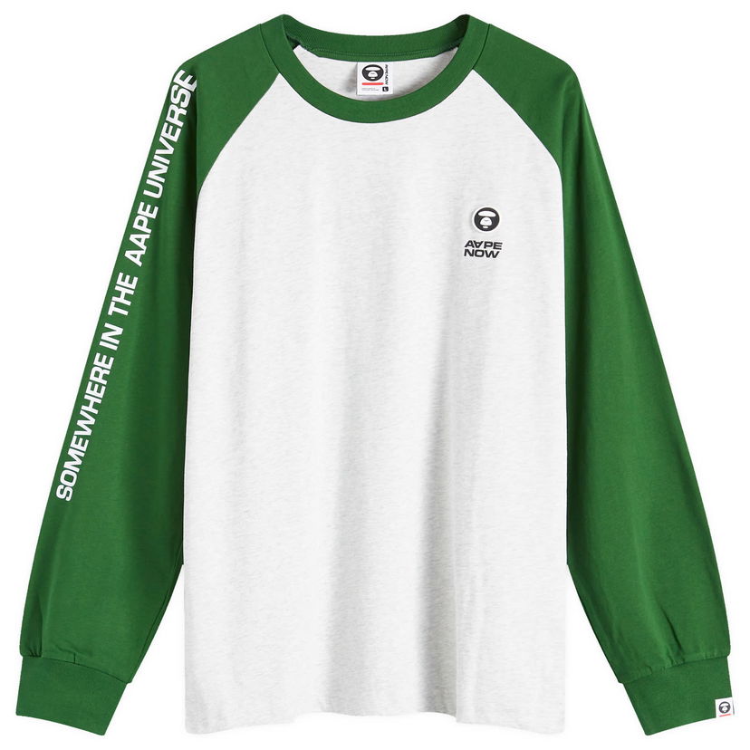 T-shirt AAPE by A Bathing Ape AAPE Now Raglan Long Sleeve T-Shirt, Size Large Grön | AAPLTM1541XANGRX