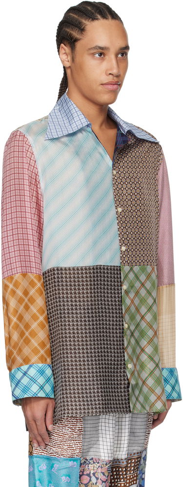 Skjorta Marine Serre Marine Serre Regenerated Silk Patchwork Lapel Collar Shirt Flerfärgad | USI031A UWOV0028, 1