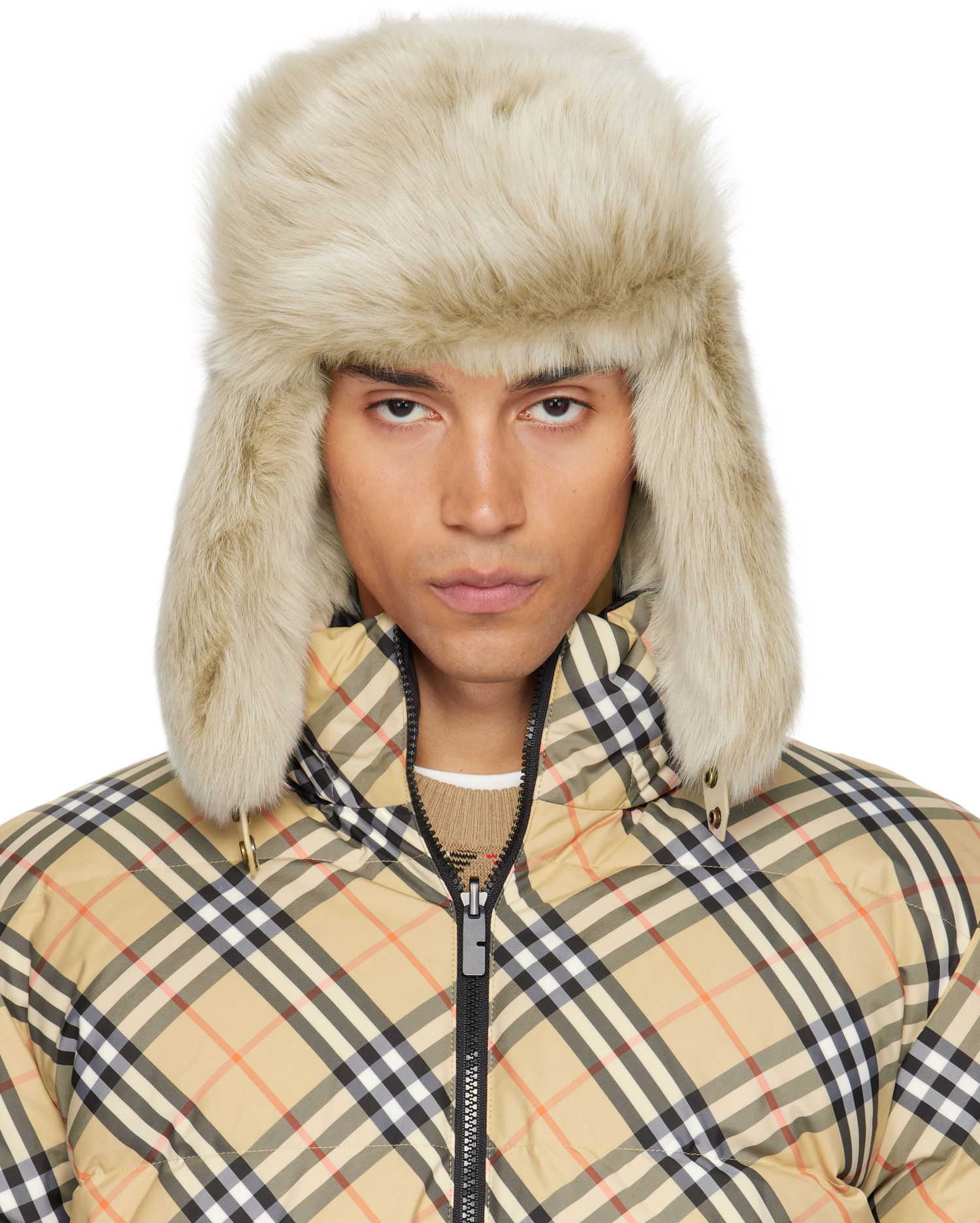 Hatt Burberry Burberry Shearling Trapper Hat Beige | 8114666, 0