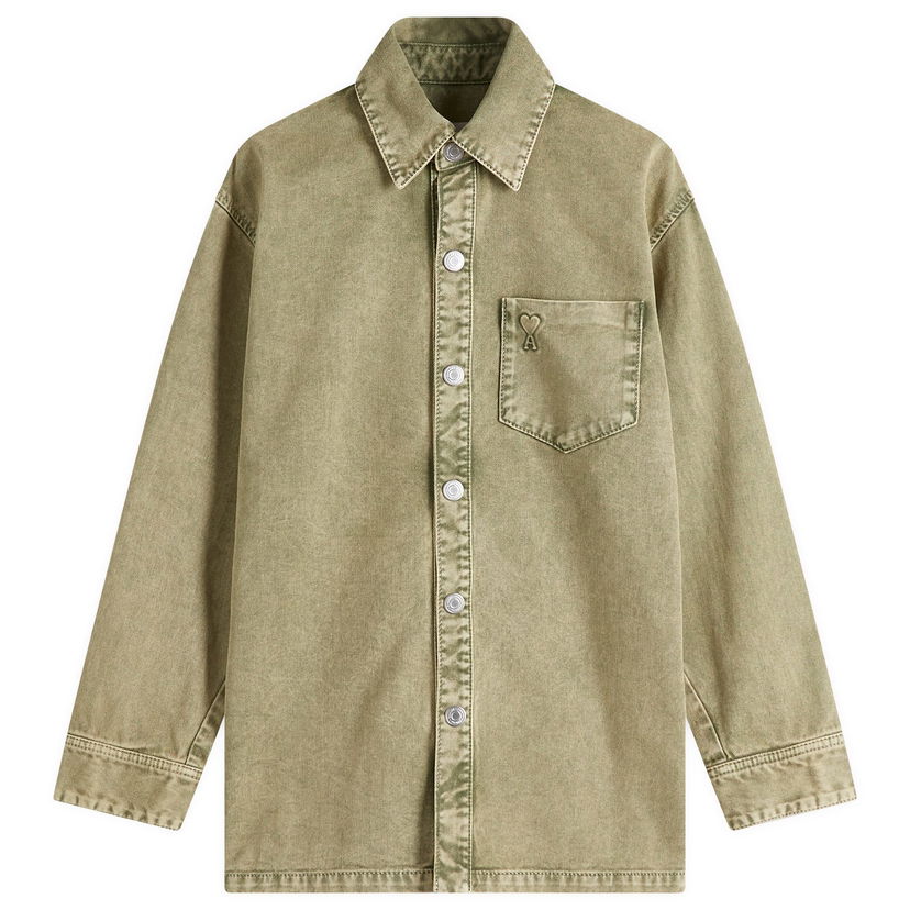 Skjorta AMI AMI Paris ADC Denim Overshirt, Size Large Grön | FJK273-DE0064-375