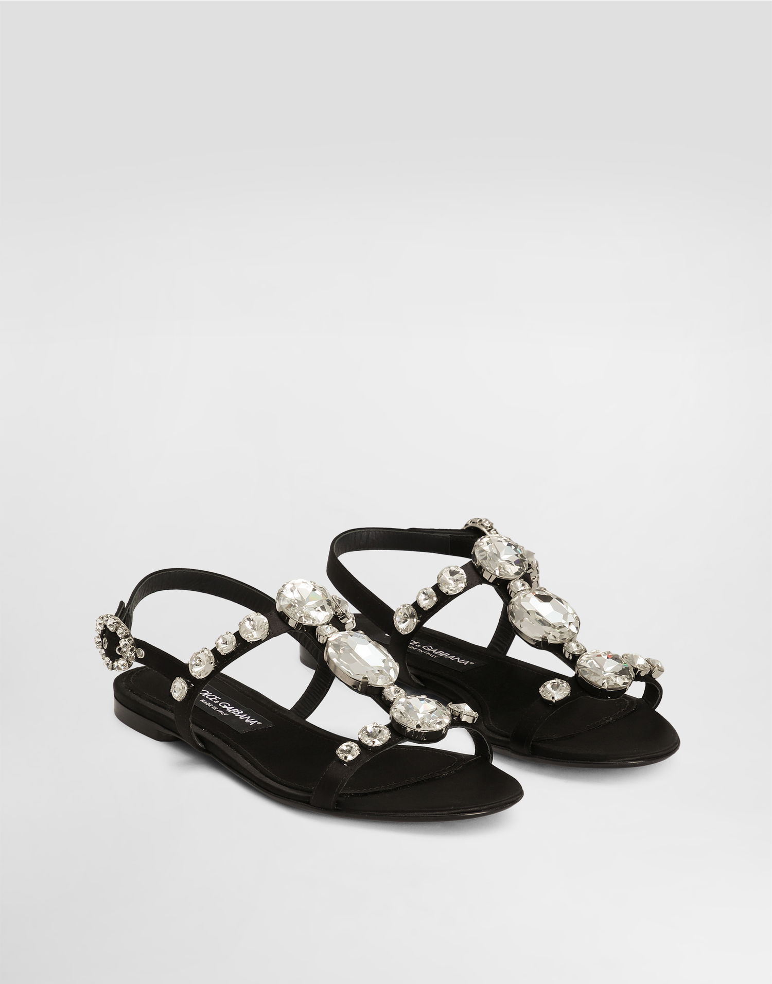 Sneakers och skor Dolce & Gabbana Satin Sandals With Gemstone Embellishment Svart | CQ0601A9T438S488, 1