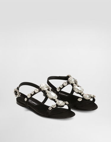 Sneakers och skor Dolce & Gabbana Satin Sandals With Gemstone Embellishment Svart | CQ0601A9T438S488, 1