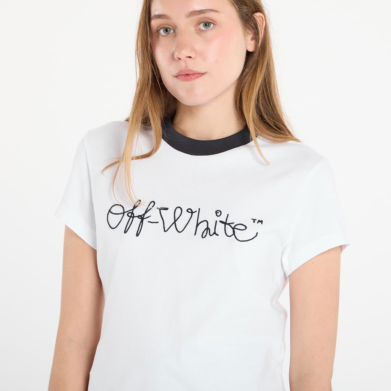 T-shirt Off-White Emb Script Logo Fitted T-Shirt Vit | OWAA112F25JER0010148, 1