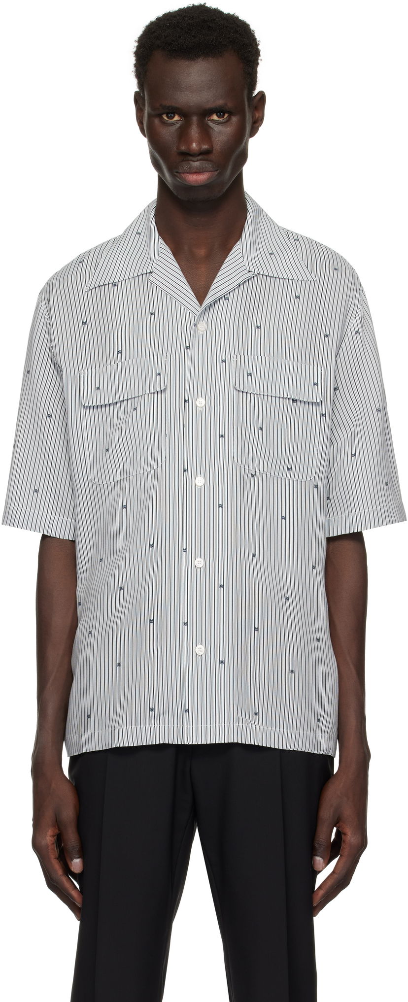 Skjorta AMIRI AMIRI 'MA' Pinstripe Camp Shirt Vit | AMSTCA1103