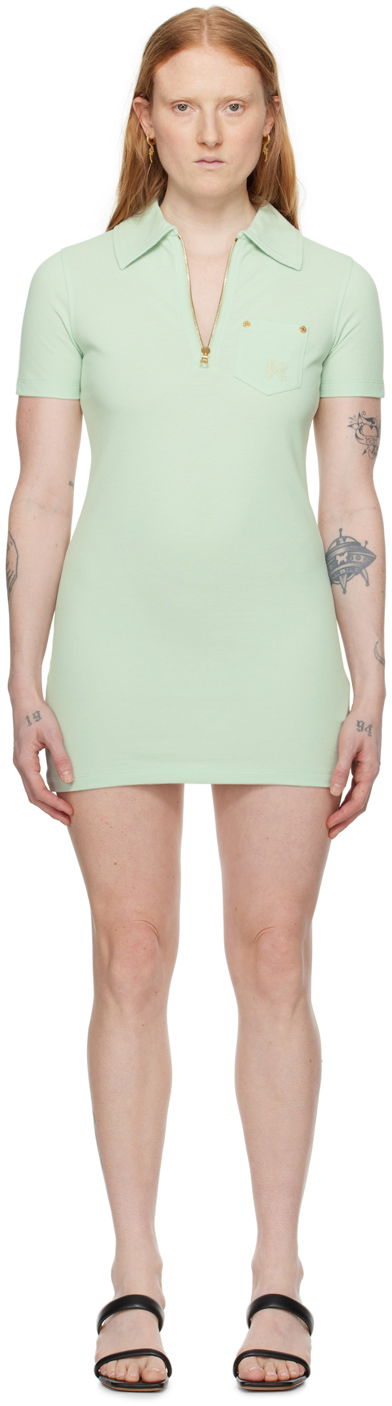 Klä Palm Angels Half-Zip Collar Minidress Grön | PWDB227S24FAB0015151