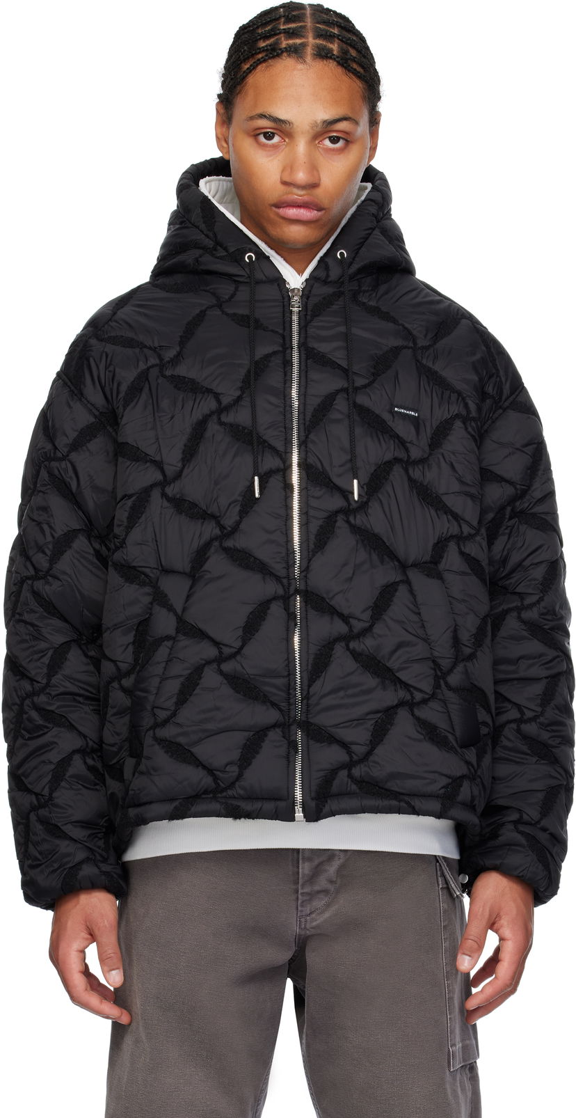 Pufferjacka Bluemarble Hooded Bomber Jacket Svart | JA68 NY10B24 BLK