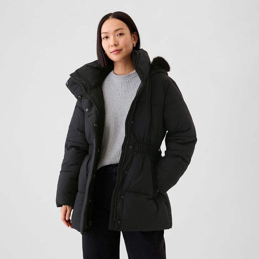 Jacka GAP Jacket Puffer Midi Coat Black XS Svart | 520185-01