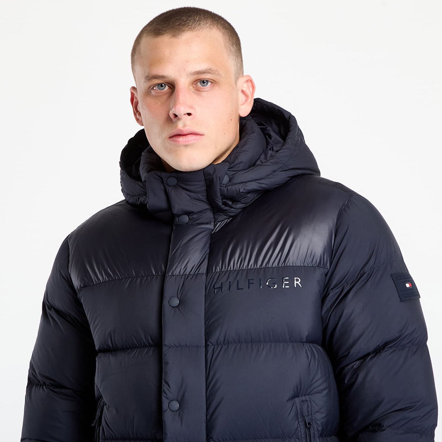 Pufferjacka Tommy Hilfiger Jacket Mix Down Hooded Puffer Desert Sky Mörkblå | MW0MW40613-DW5, 1