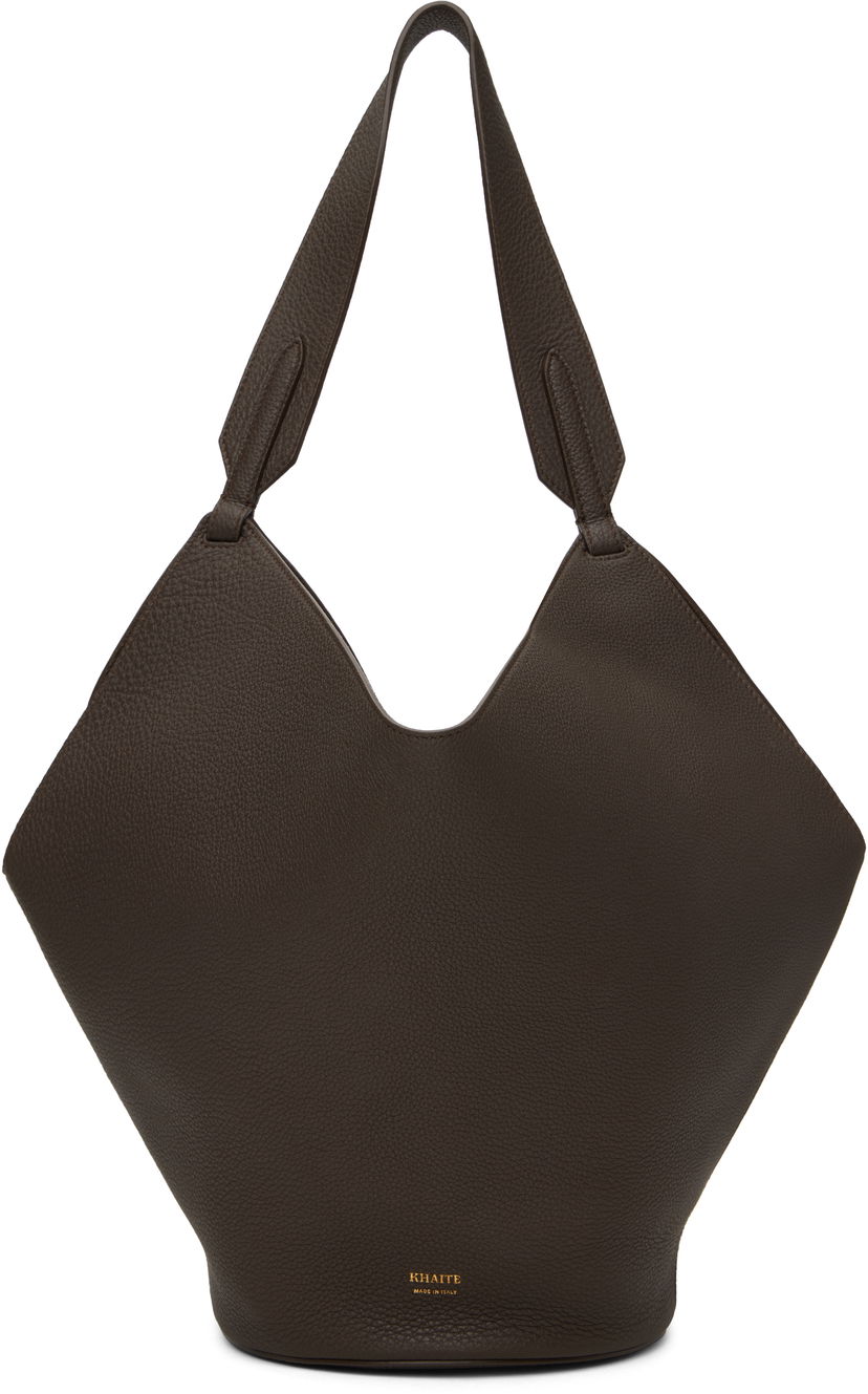 Tygpåse Khaite Small Lotus Leather Tote Bag Brun | H2043-914