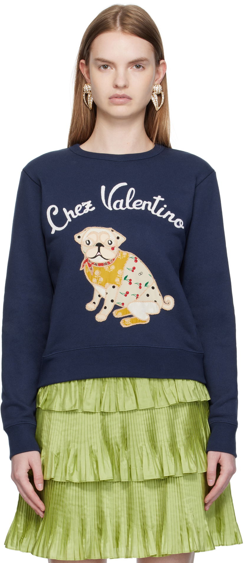 Sweatshirt Valentino Valentino 'Le Chien De La Maison' Appliqué Sweatshirt Mörkblå | 7B3MF24Z9L8