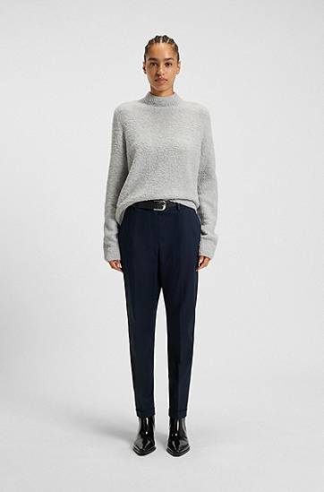 Sweater BOSS Mock-neck sweater in a wool blend with cashmere Grå | 50547907, 1