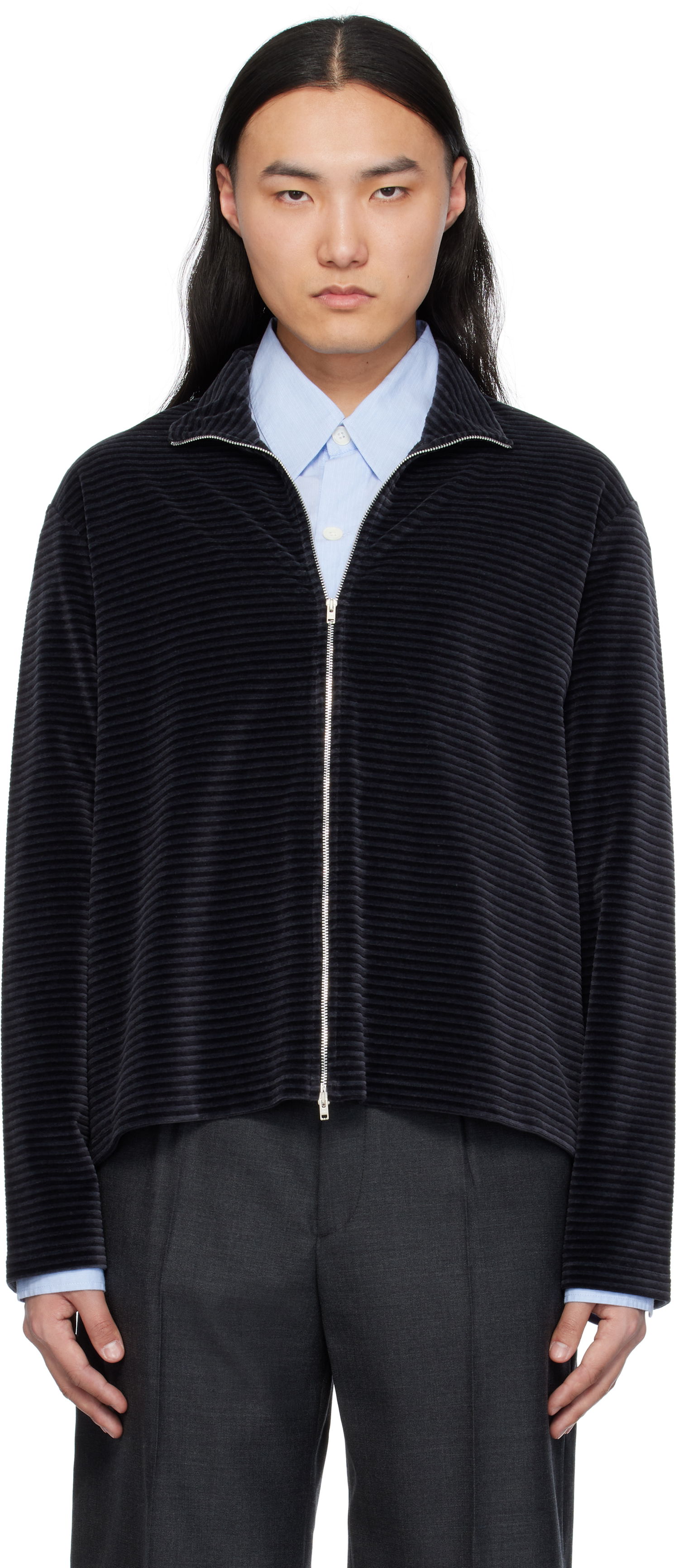 Sweater OUR LEGACY Our Legacy Shrunken Full-Zip Track Jacket Svart | M4243SPS, 0