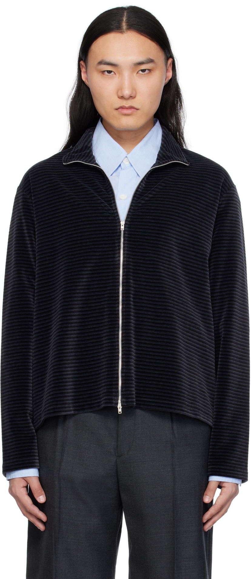 Sweater OUR LEGACY Our Legacy Shrunken Full-Zip Track Jacket Svart | M4243SPS