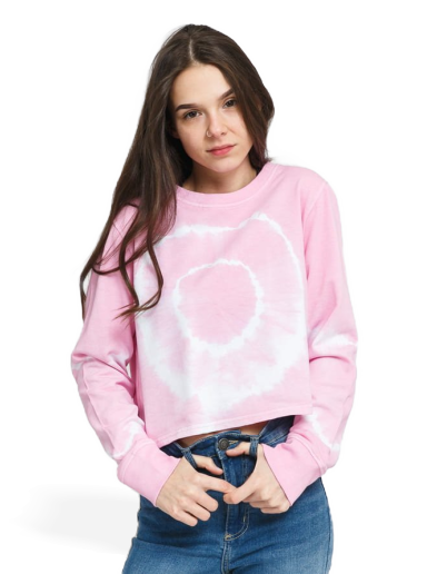 Sweatshirt Urban Classics Tie Dye Cropped Crewneck Rosa | TB3451 pink