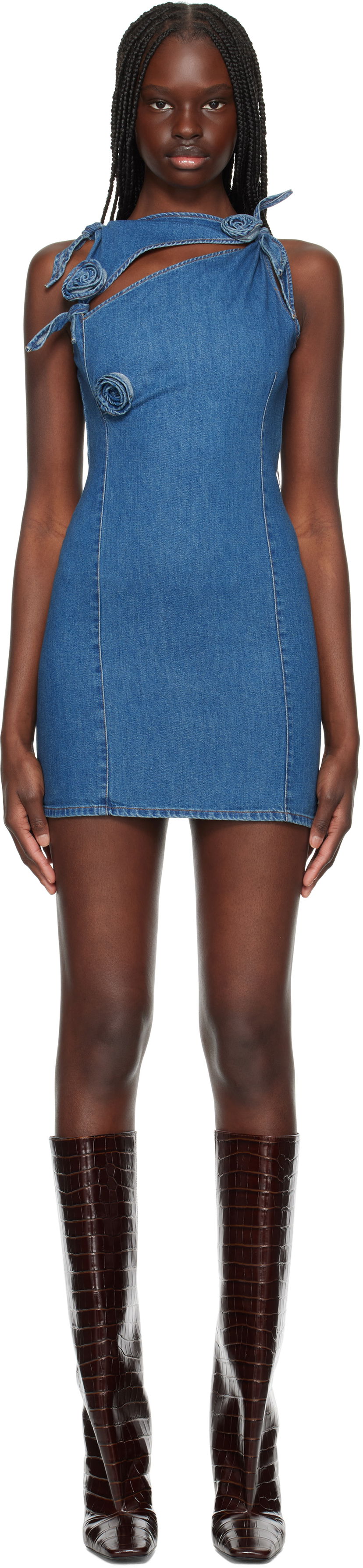 Klä Coperni Coperni Asymmetric Flower Denim Minidress Blå | COPR158F2014