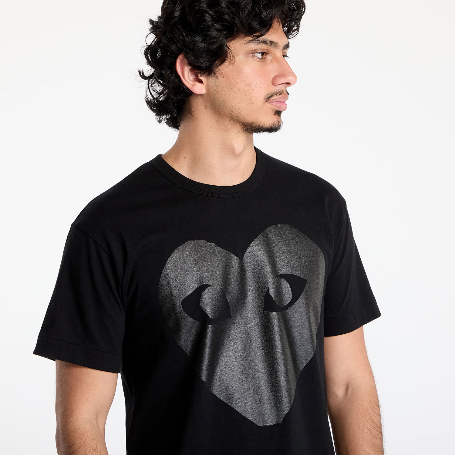 T-shirt Comme des Garçons Comme des Garçons PLAY Logo Print Knit T-Shirt Svart | AX-T190 BLACK, 1