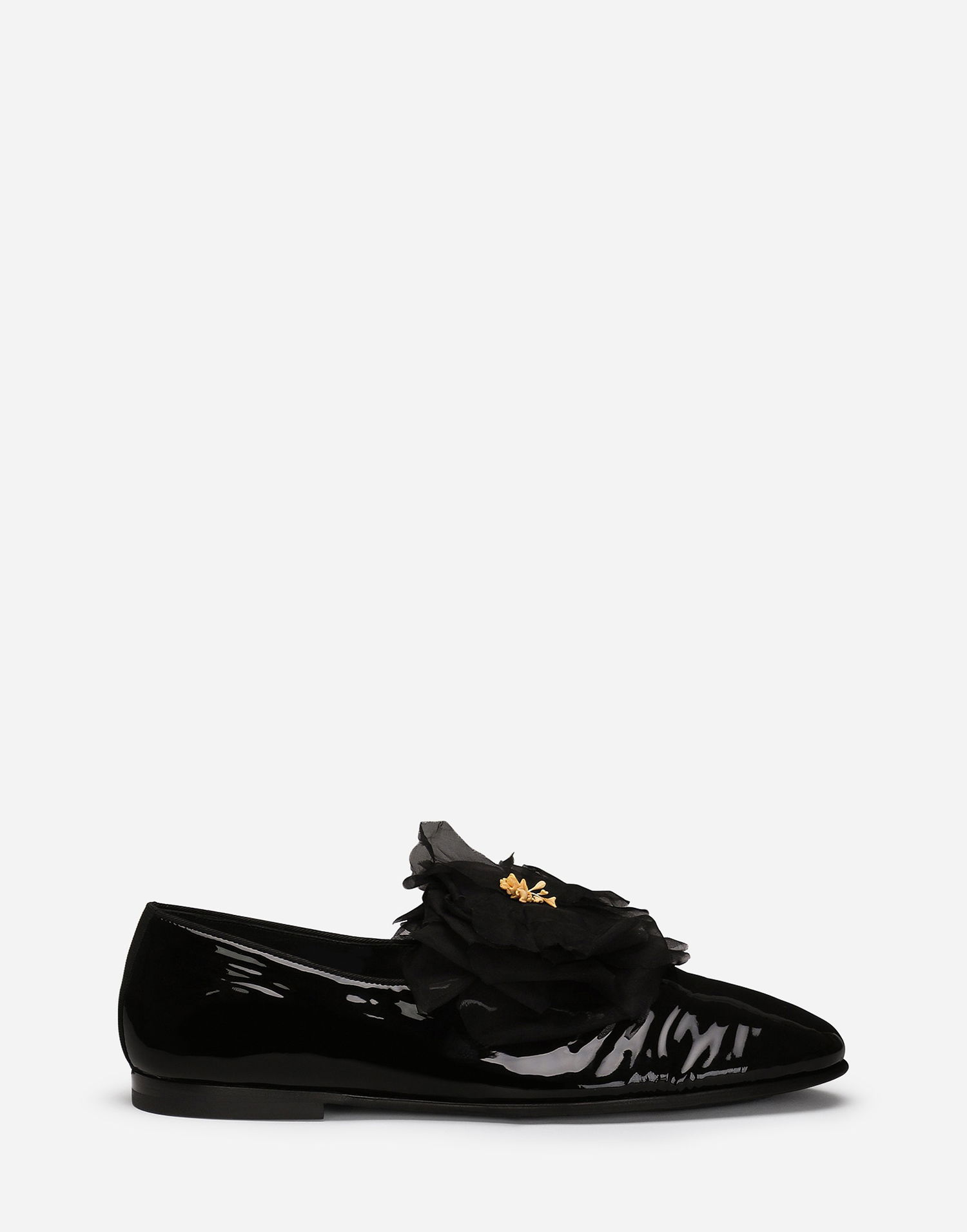 Sneakers och skor Dolce & Gabbana Patent Leather Slippers With Flower Applique Svart | A50645A3G488B956, 0