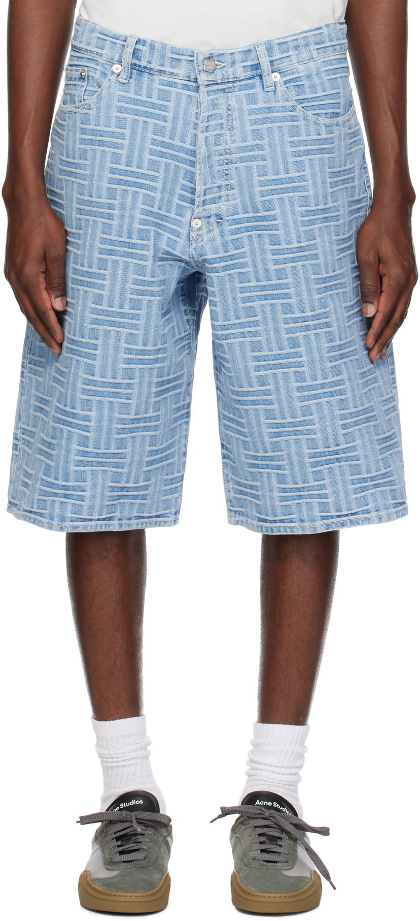 Shorts KENZO Kenzo Paris 'KENZO Weave' Straight Denim Shorts Blå | FF55DS3396J4