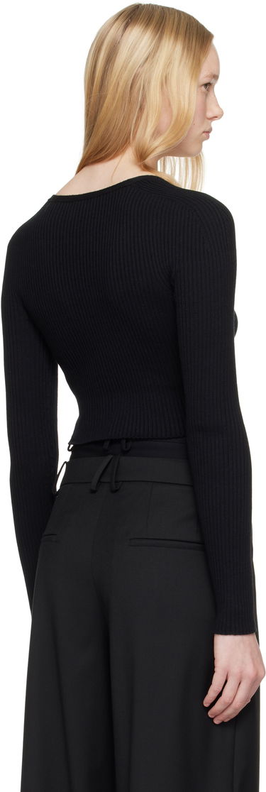 Sweater Courrèges Courrèges Rib Knit Cropped Cardigan Svart | 225MGI034FI0049, 2