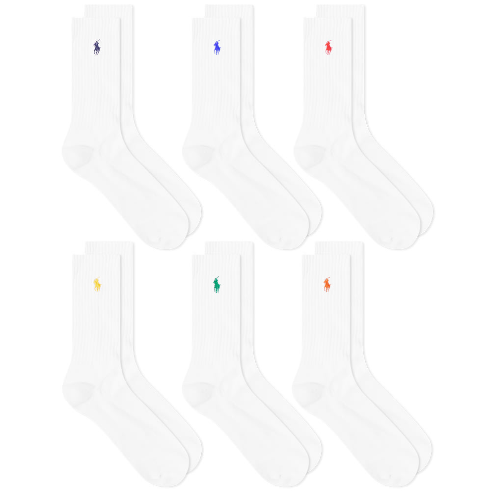Strumpor Polo by Ralph Lauren Multicoloured PP Sports Sock - 6 Pack Vit | 449799740002, 0