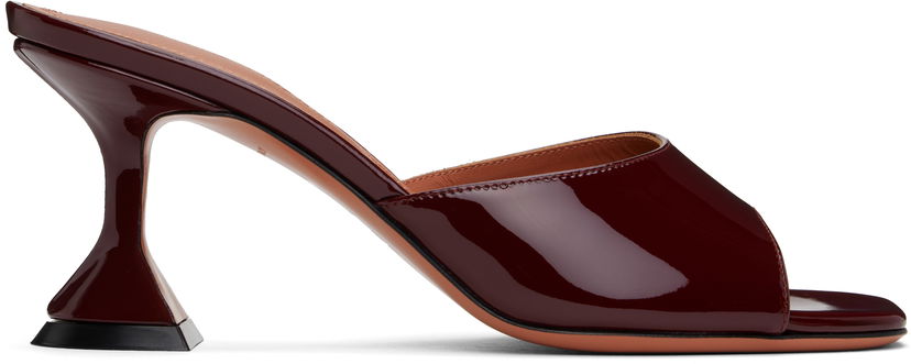 Tillbehör Amina Muaddi Amina Muaddi Lupita 70 Heeled Patent Leather Sandals Bourgogne | LUPITA SLIPPER 70 PATENT