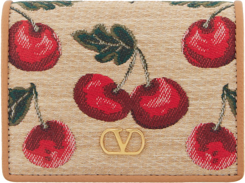 Plånbok Valentino Valentino Garavani VLogo Signature Cherryfic Jacquard Wallet Beige | 6W0P0AJ3CJR