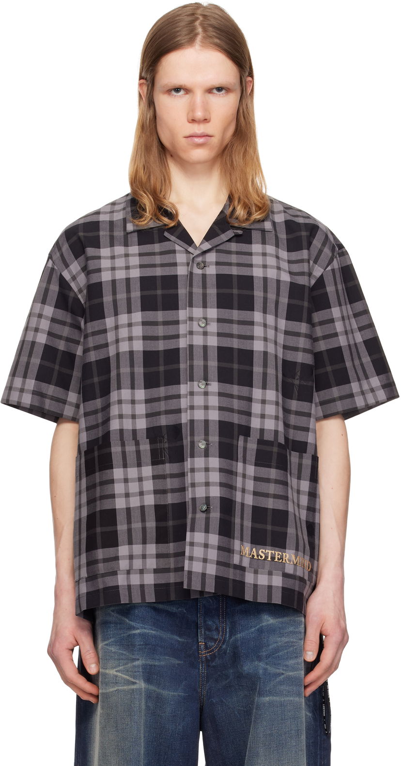 Skjorta Mastermind WORLD Mastermind World Plaid Short Sleeve Shirt Grå | MW25S14-SH007-007