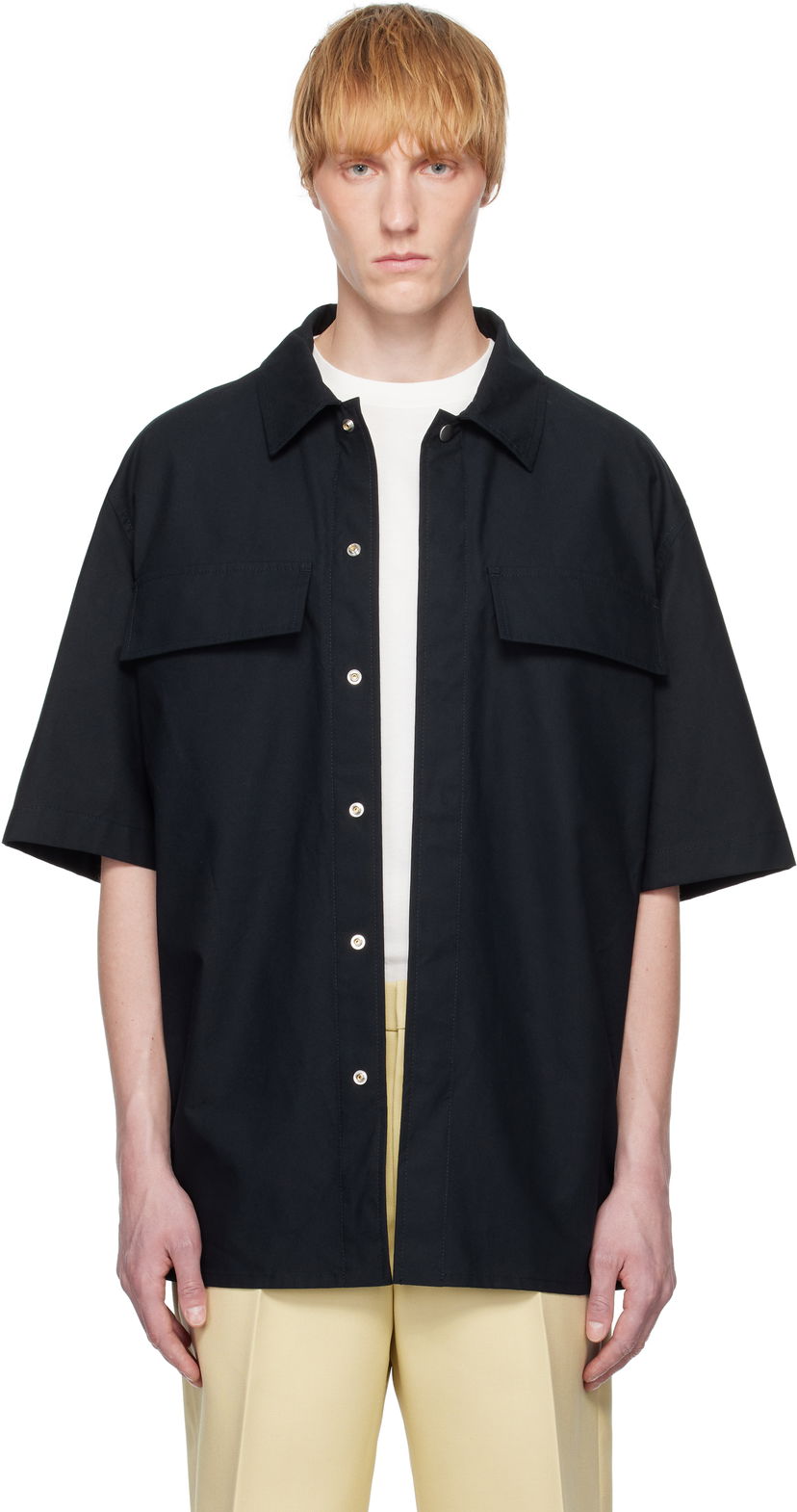 Skjorta Jil Sander Jil Sander Cotton Short Sleeve Shirt Svart | J47DL0163_J45296