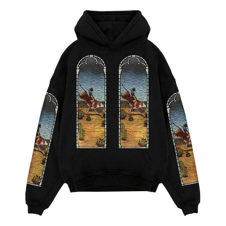 Sweatshirt Who Decides War Who Decides War x EST Gee Stained Glass Print Hoodie Svart | WDWES637