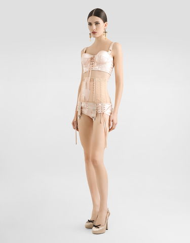 Behå Dolce & Gabbana Dolce & Gabbana Satin Bralette Top with Corset Detail Beige | F7AW6TGDCMXF0658, 1