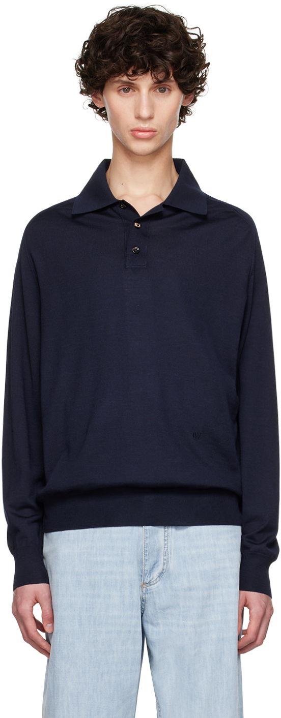 Polotröja Bottega Veneta Polo Inverted Seam Mörkblå | 793811-V4BF0-4121