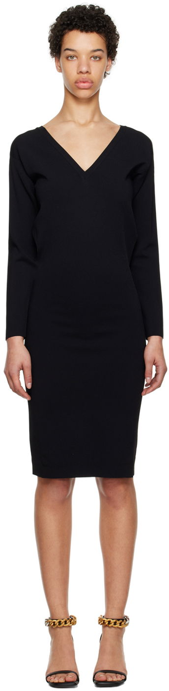 Klä Stella McCartney Compact V-Neck Dress Svart | 6K0426S2076