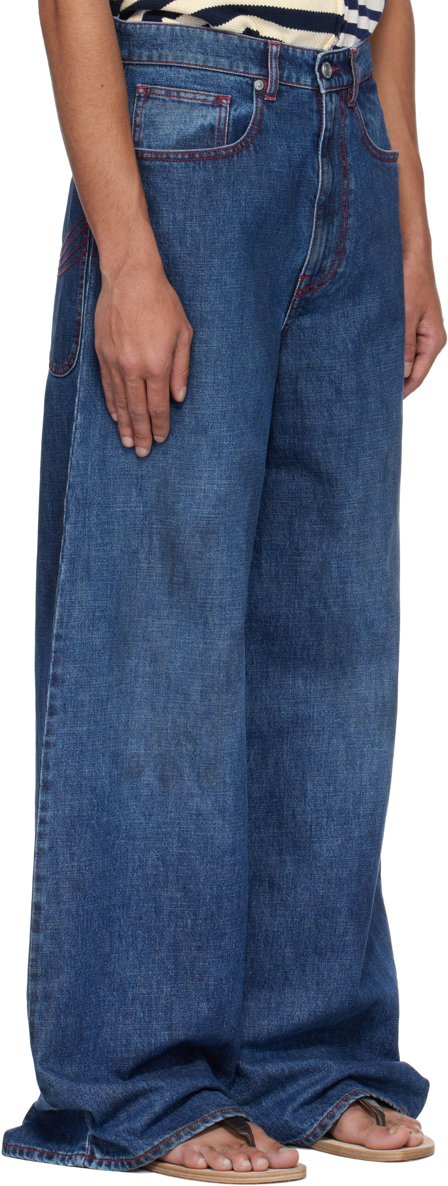 Jeans ERL ERL Baggy Indiana Distressed Jeans Blå | ERL10P013, 1