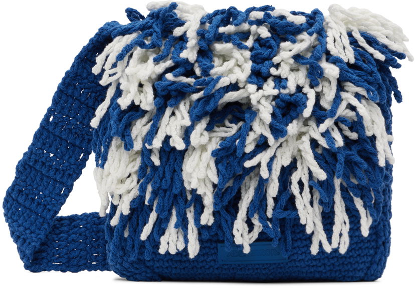 Axelväska ADER ERROR Fringe Knitted Shoulder Bag Blå | BMADSSBA0302BL
