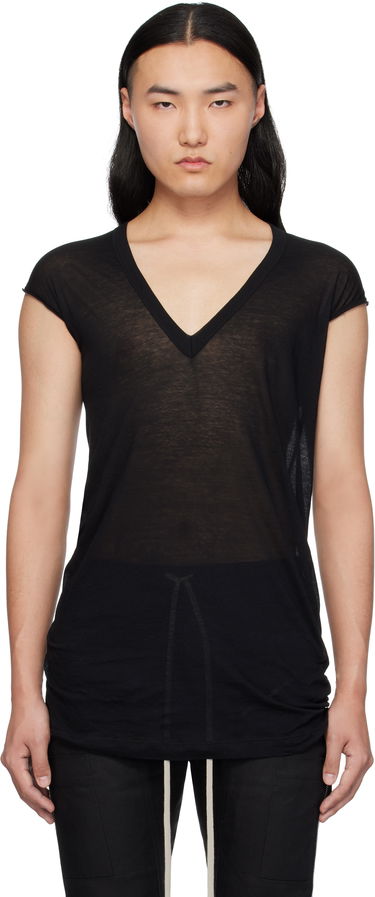 Linne Rick Owens Rick Owens Hollywood Deep V SL T-Shirt Svart | RU01E5233 UC, 0