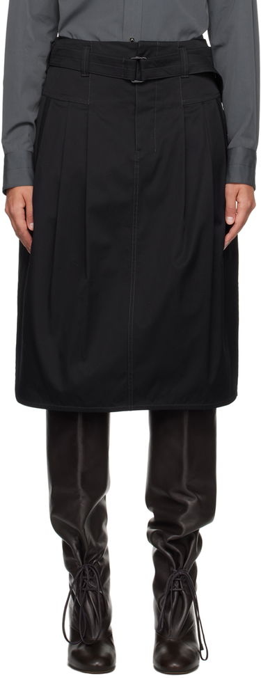 Kjol LEMAIRE LEMAIRE Pleated Belted Midi Skirt Svart | SK1010 LF824, 0