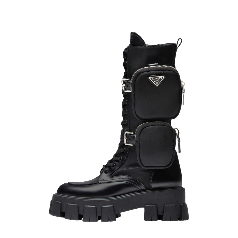 Sneakers och skor Prada Monolith 55mm Pouch Tall Boots Black Leather Svart | 1W257M_3LJS_F0002_F_B055