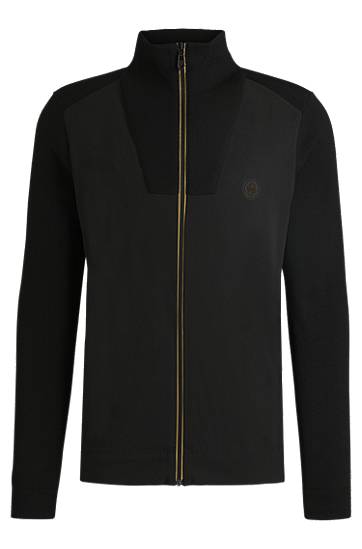 Sweater BOSS Knitted Jacket with Double B Monogram Svart | 50528940